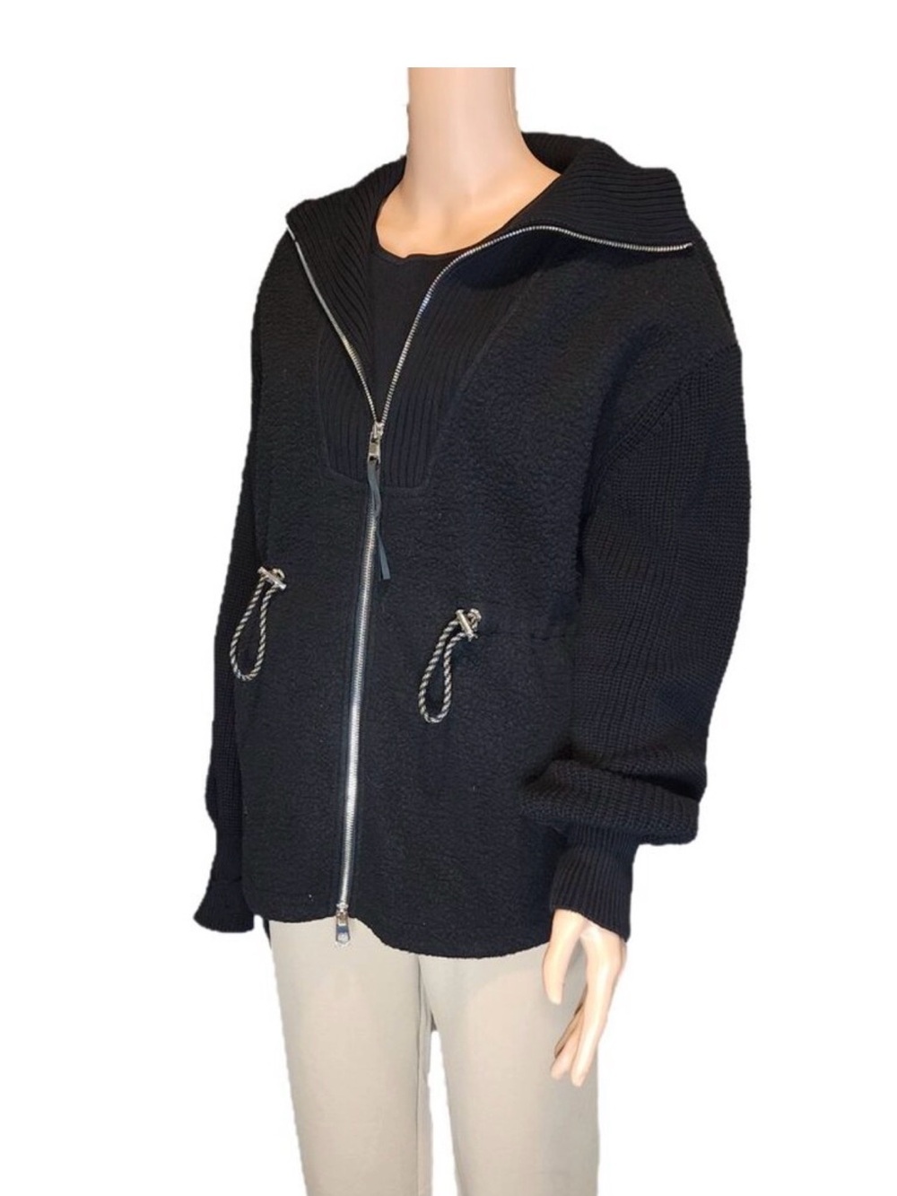 Varley Renea Black Zip-Up Fleece/Knit Jacket
